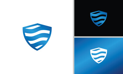 Creative, minimalist and elegant shield and wave logo design © Super