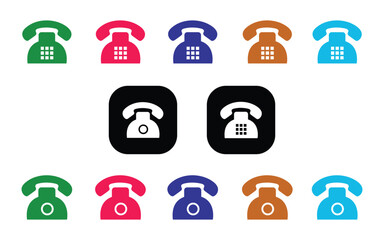Colorful Phone Icons | Retro Communication Vector Set
