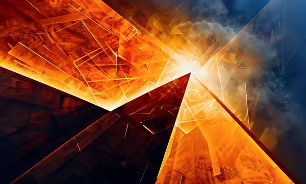 An orange-spectrum geometric pattern with acute angles and dynamic light.