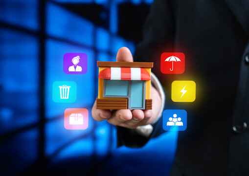 The store in the hands of the businessman and all aspects of the business. Personnel, support and insurance. Delivery of goods, waste disposal and attracting customers. Symbol of retail strategy