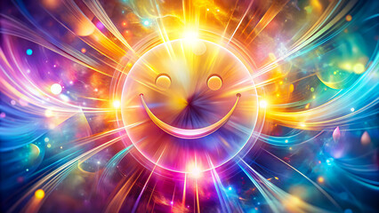 Obraz premium Vibrant, glowing smiley face radiating positive energy and joy
