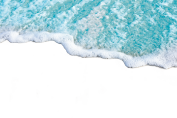 Gentle wave with white foam meets shore, creating serene and calming scene