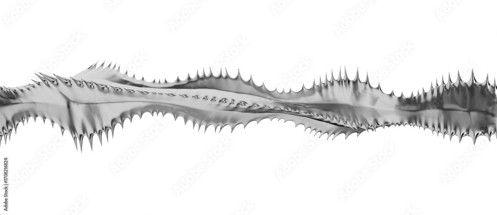 Poster this sculptural 3d render blends dangerous spikes with a sleek, reflective finish. a powerful abstra