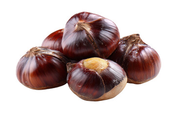 Chestnut nuts PNG, white isolated background. Healthy superfood nut snack. Nutritious, natural, organic food, flavour, cooking ingredient, vitamin mineral source