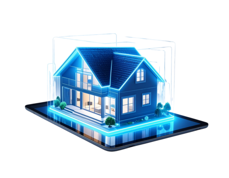 Hyper-realistic 8K PNG of a sleek tablet displaying a glowing 3D holographic model of 926567