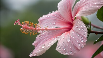 pink flower with water drops AI Generated