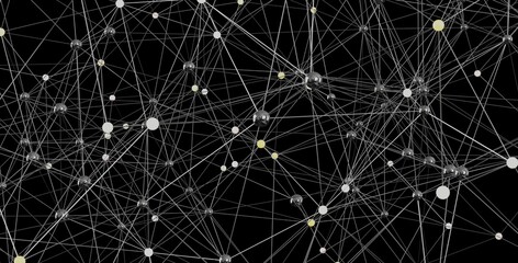 Abstract image depicting a complex network of interconnected nodes. Ideal for technology, data science, and connectivity concepts.