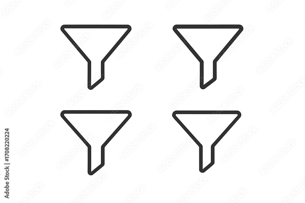 Aufkleber funnel icon set for filtering data. sales and marketing conversion pipeline concept. minimalist line