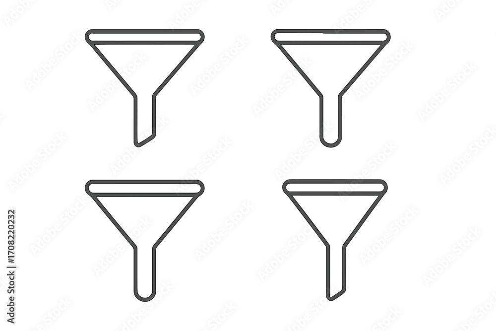 Aufkleber sales funnel line icon set. marketing and business conversion concept. lead generation pipeline symb