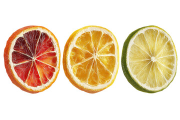 Dried citrus fruit wheel slices of grapefruit, orange, lemon, lime PNG set, cutout isolated on transparent background. Cocktail garnish decoration graphic resource