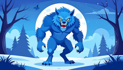 Blue Werewolf With Glowing