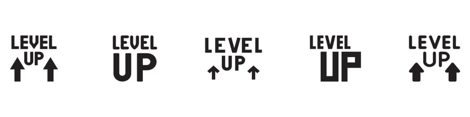 Level Up icon. Level Up Text with Arrows. Vector Illustration.