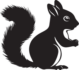 Black silhouette of a squirrel Vector illustration.