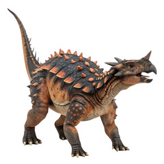Fototapeta premium Euoplocephalus dinosaur standing isolated studio shot white background, isolated on transparent background