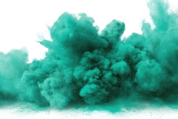 green aquamarine turquoise color powder dust explosion PNG transparent background