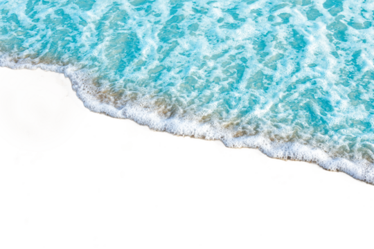 Waves gently crashing on sandy beach, creating soothing and peaceful scene