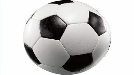 Fototapeta premium Classic Black & white soccer ball floats on a white backdrop