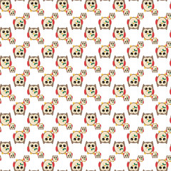 Obraz premium Seamless childish pattern with funny animals faces . Creative kids texture for fabric, wrapping, textile, wallpaper, apparel. Vector illustration