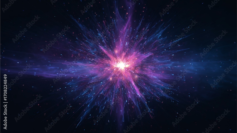Poster celestial explosion: a vibrant, captivating, and photorealistic depiction of a cosmic explosion with