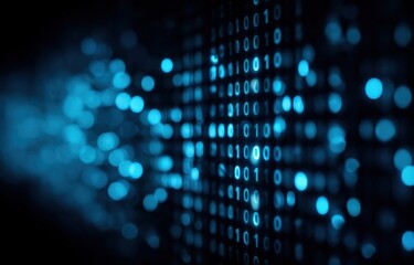 Digital Binary Code Background with Glowing Blue Digits for Technology and Innovation Concepts