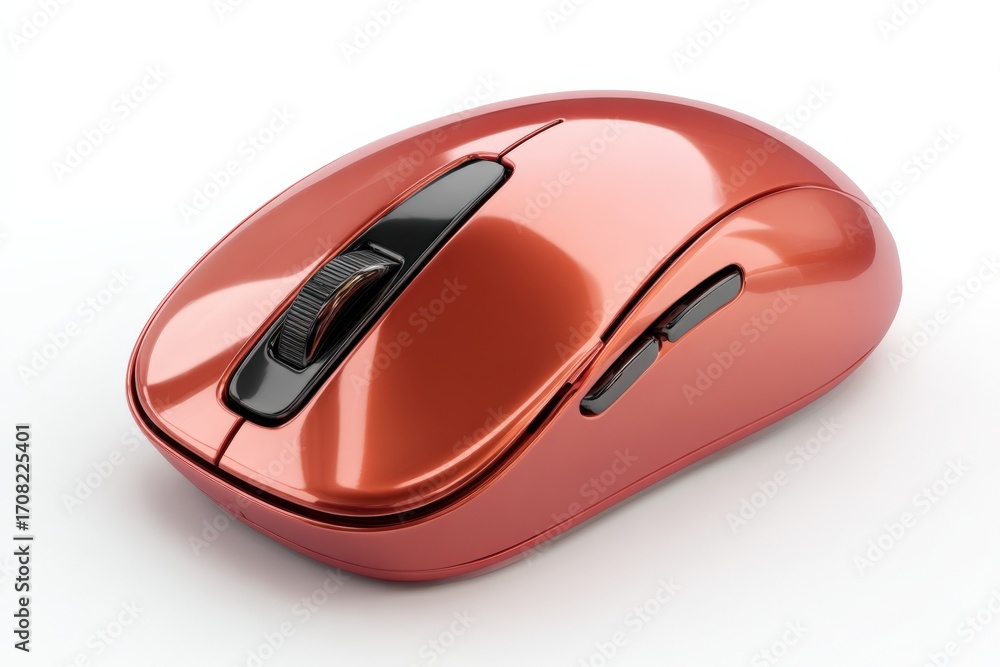 Poster ergonomic wireless mouse in copper finish, modern design for computing and professional use