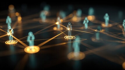 Interconnected Digital Network Depicting Global Communication, Social Media Connections and Data Exchange in a Futuristic Style