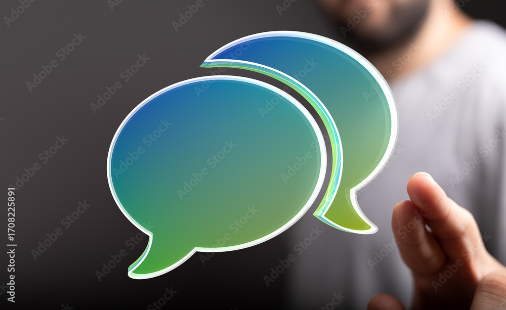 Aufkleber abstract image of two speech bubbles, representing communication and dialogue.