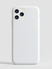 White smartphone with a plain white phone case, showcasing design and modern technology on white backdrop