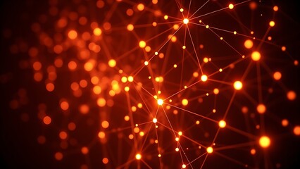 Fototapeta premium Abstract data visualization with glowing nodes, illustrating connectivity on a dark gradient background.
