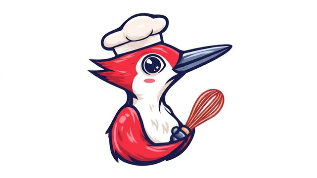 Cute bird chef cartoon