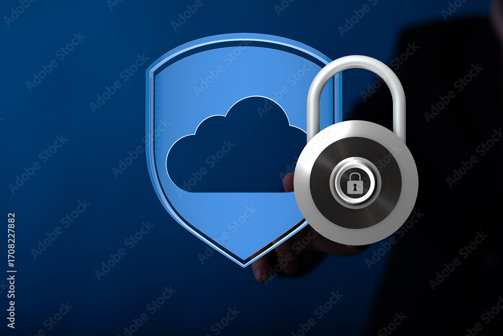 Poster safeguarding your cloud data with robust security measures.