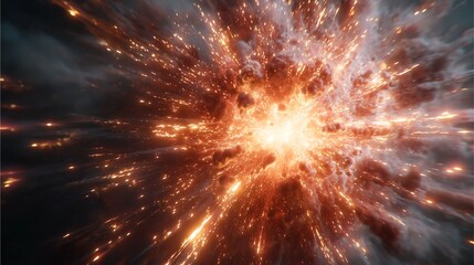 Cosmic Explosion: A vibrant cosmic explosion radiates outwards, showcasing celestial fireworks and the powerful beauty of the universe's grand events.