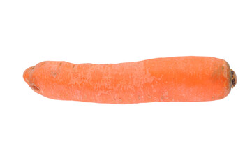 Bright orange carrot on white background ready for fresh cooking