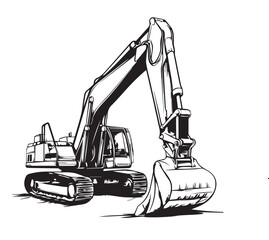 excavator on a white