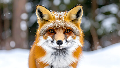 Fototapeta premium Fox portrait in winter snow