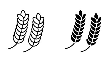 Farm wheat ears Icon set .Symbol isolated white background. vector illustration. color editable.