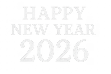 Happy new year 2026 greeting on transparent background