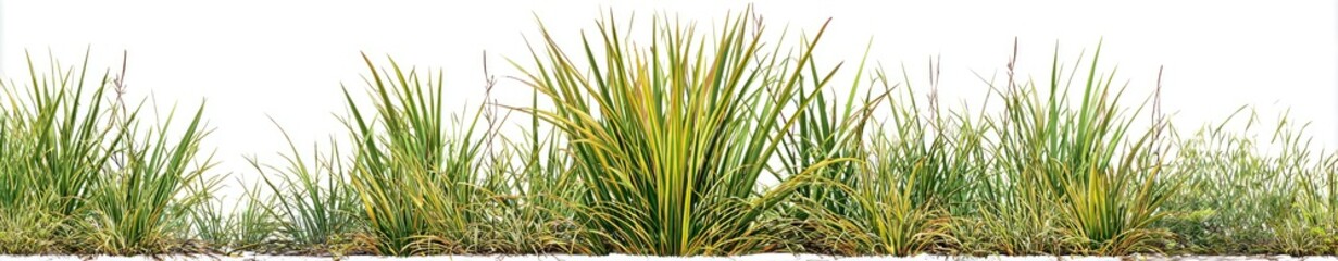 Naklejka premium Lush green grasses against a white background