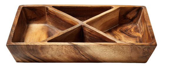 Rectangular wooden divided bowl