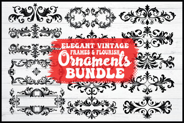 Elegant Vintage Frames & Flourish Ornaments Bundle | Decorative Border SVG Collection