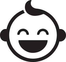 Infant smiling face silhouette, perfect for baby, newborn, family, and joyful themes.
