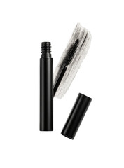 Black mascara tube, cap, and wand