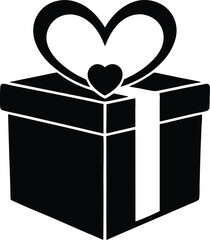 Gift box with heart vector icon.
