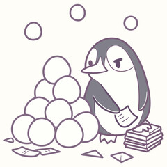 Obraz premium Bored Penguin vector design