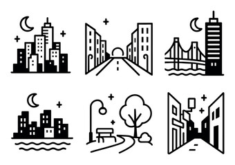 Obraz premium Evening Urban Icons