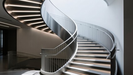 Fototapeta premium Modern Spiral Staircase in Contemporary Interior