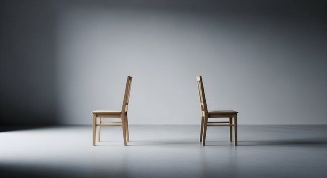 Two Empty Chairs in a Room.