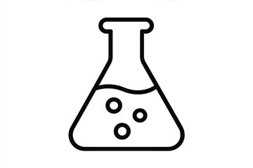Laboratory flask linear icon. Chemical beaker with liquid and bubbles. Science, chemistry, and research concept symbol. Vector illustration for lab, experiment, or education.