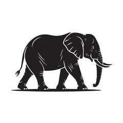Fototapeta premium Technology background illustration of a silhouette of an elephant walking, depicted in black with white details, isolated on a white background, representing wildlife