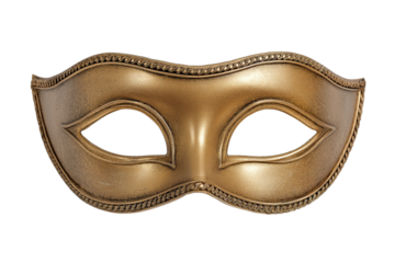 Simple Gold Masquerade Mask with Chain Detail venetian mask isolated on a transparent background